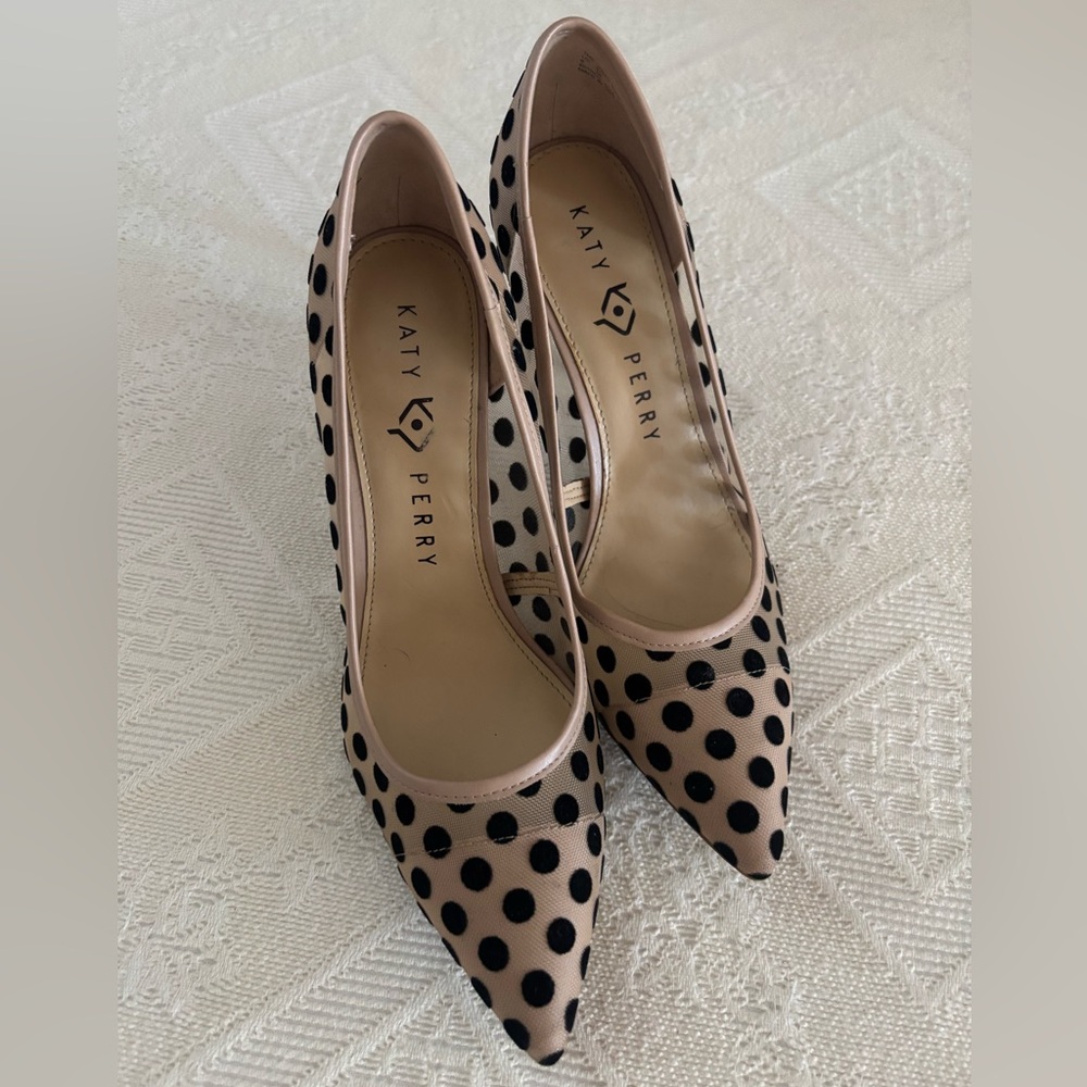 Katy Perry Collections Blush Pink Pumps with Black Polka Dots
